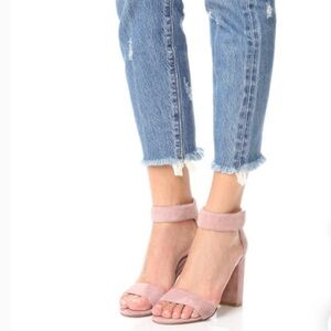 Jeffrey Campbell Lindsay Pink Suede Block Heel Sandal Size 9.5
